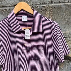 Brooks Brothers striped polo shirt Medium new cotton pink blue